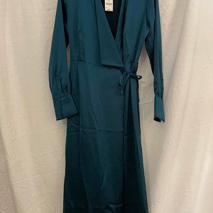 ALFANI  Womens New DarkGreen V Neck Long Sleeve Wrap Dress